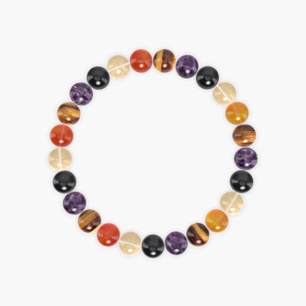 Black Tourmaline, Amethyst, Tiger Eye and more Gemstone Bracelet