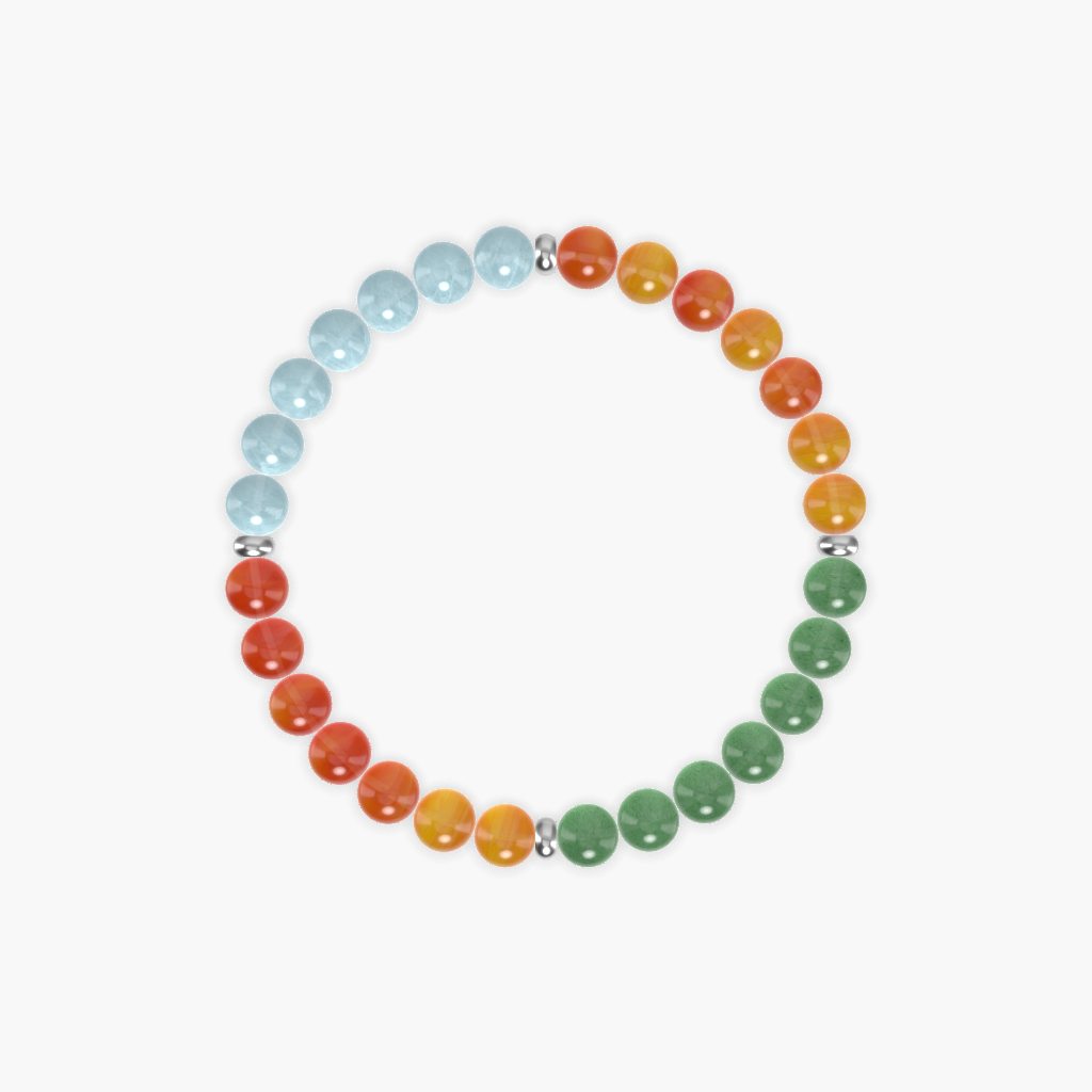 Carnelian, Green Aventurine and Aquamarine Bracelet