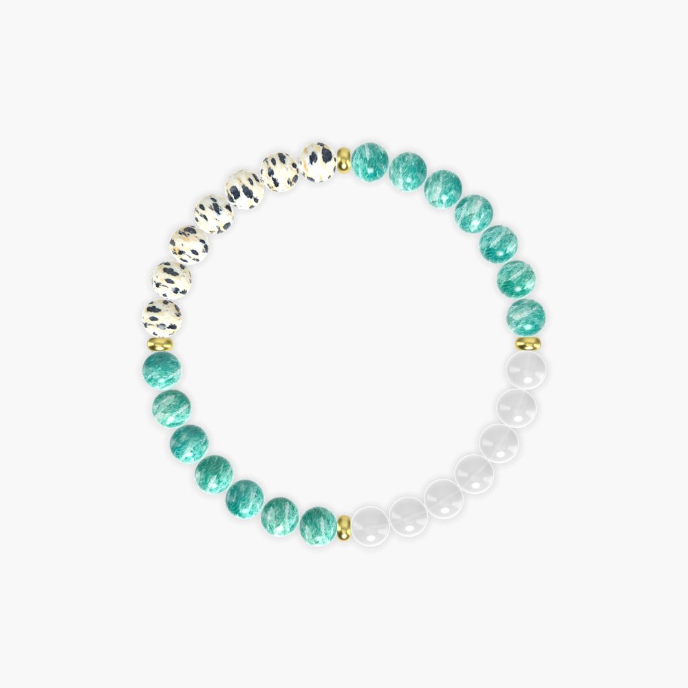 Amazonite, White Jade and Dalmatian Jasper Bracelet