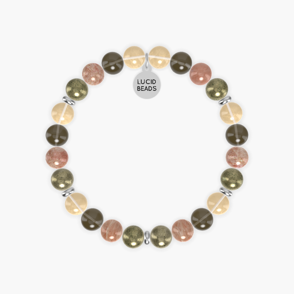 Pyrite, Sunstone, Smoky Quartz and more Gemstone Bracelet