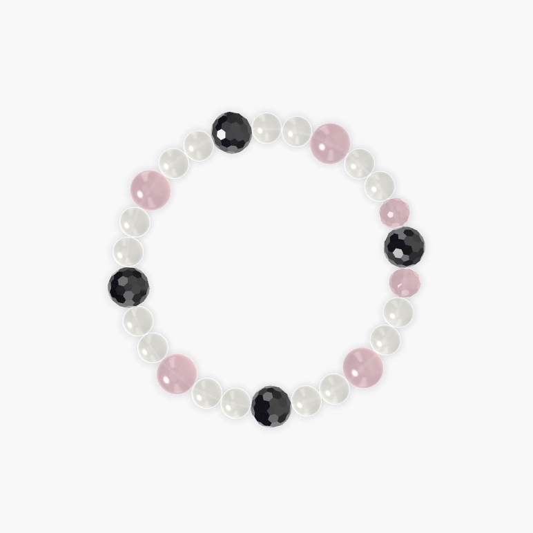 Moonstone, Rose Quartz and Black Tourmaline Bracelet