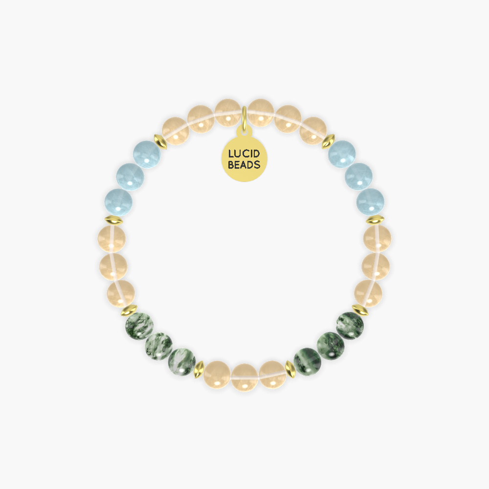 Citrine, Moss Agate and Aquamarine Bracelet