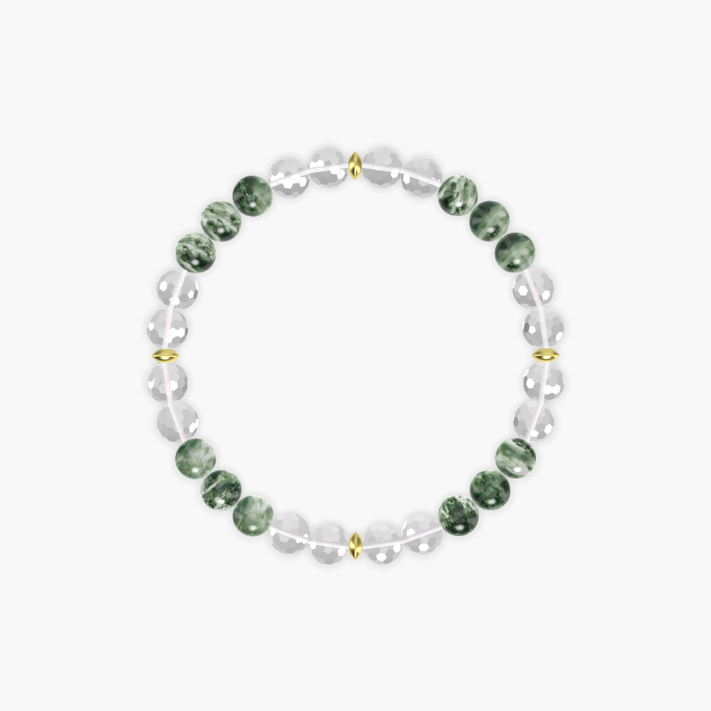 Clear Quartz and Moss Agate Bracelet