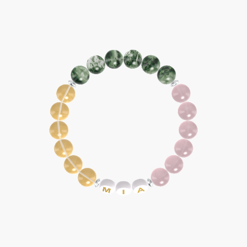 Rose Quartz, Moss Agate and Citrine Bracelet