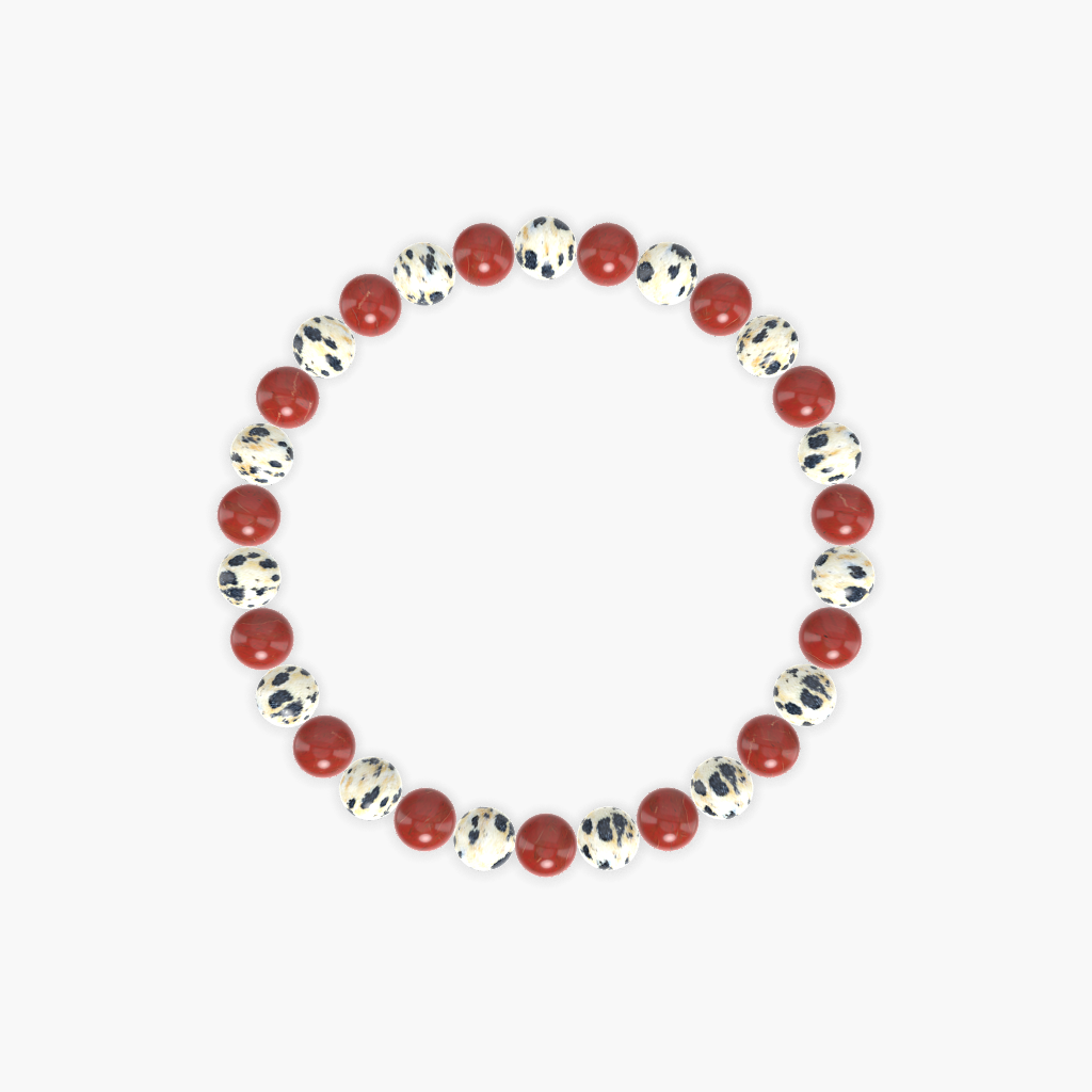 Red Jasper and Dalmatian Jasper Bracelet
