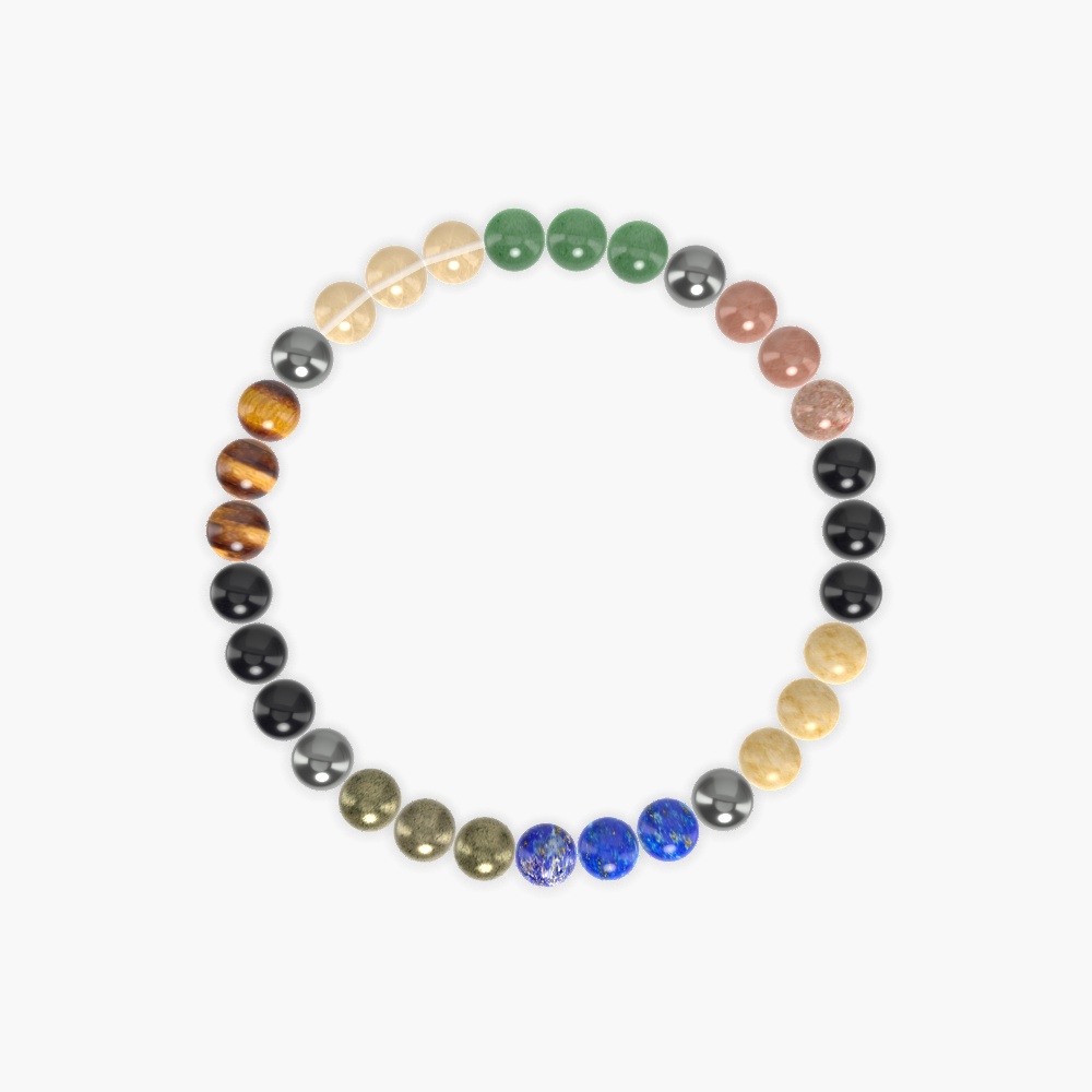Hematite, Lapis Lazuli, Yellow Jade and more Gemstone Bracelet