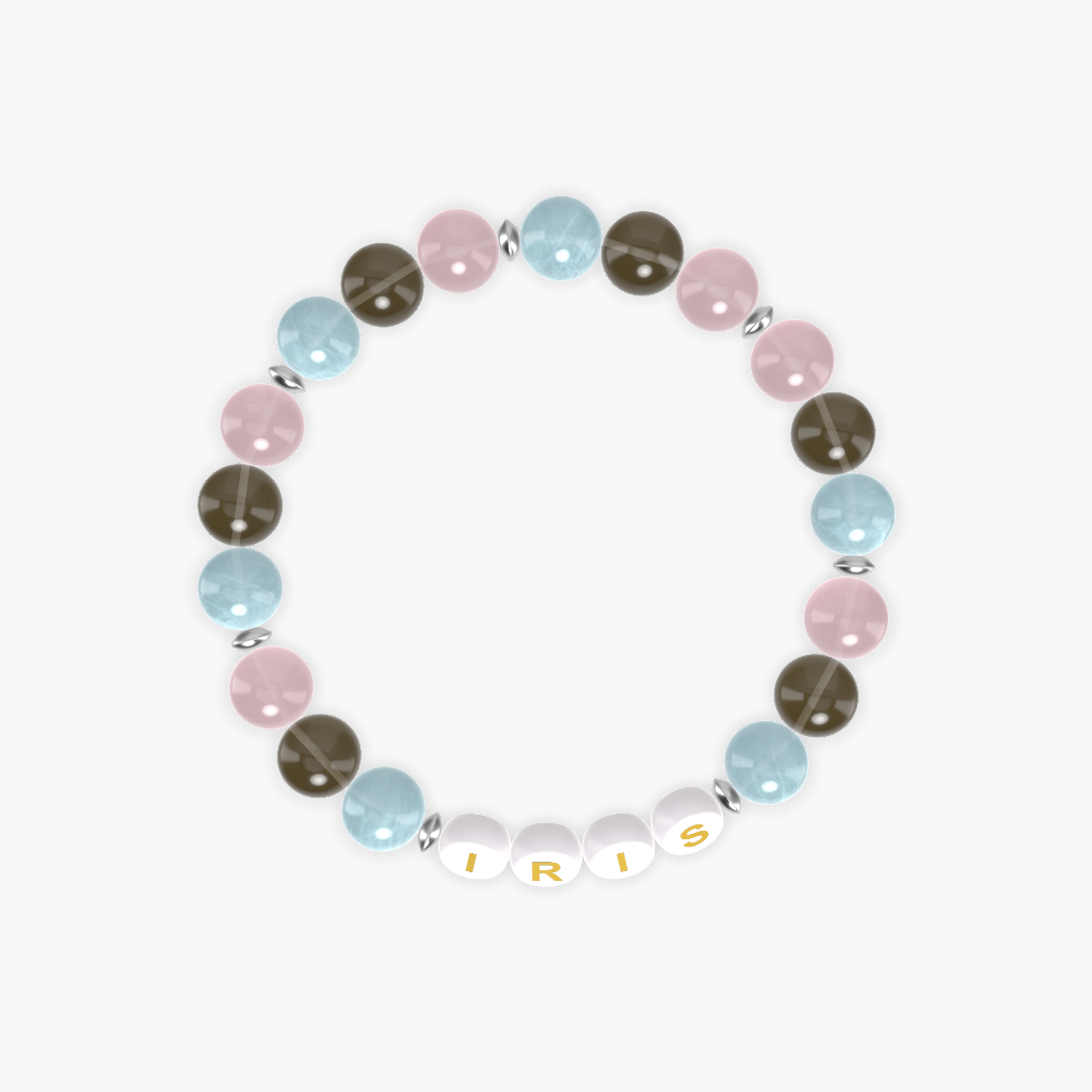 Aquamarine, Smoky Quartz and Rose Quartz Bracelet