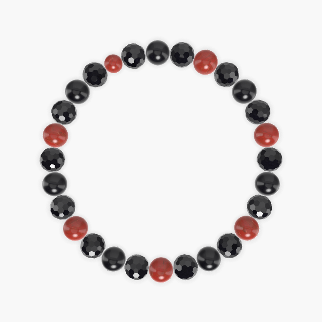 Black Tourmaline, Red Jasper and Black Obsidian Bracelet
