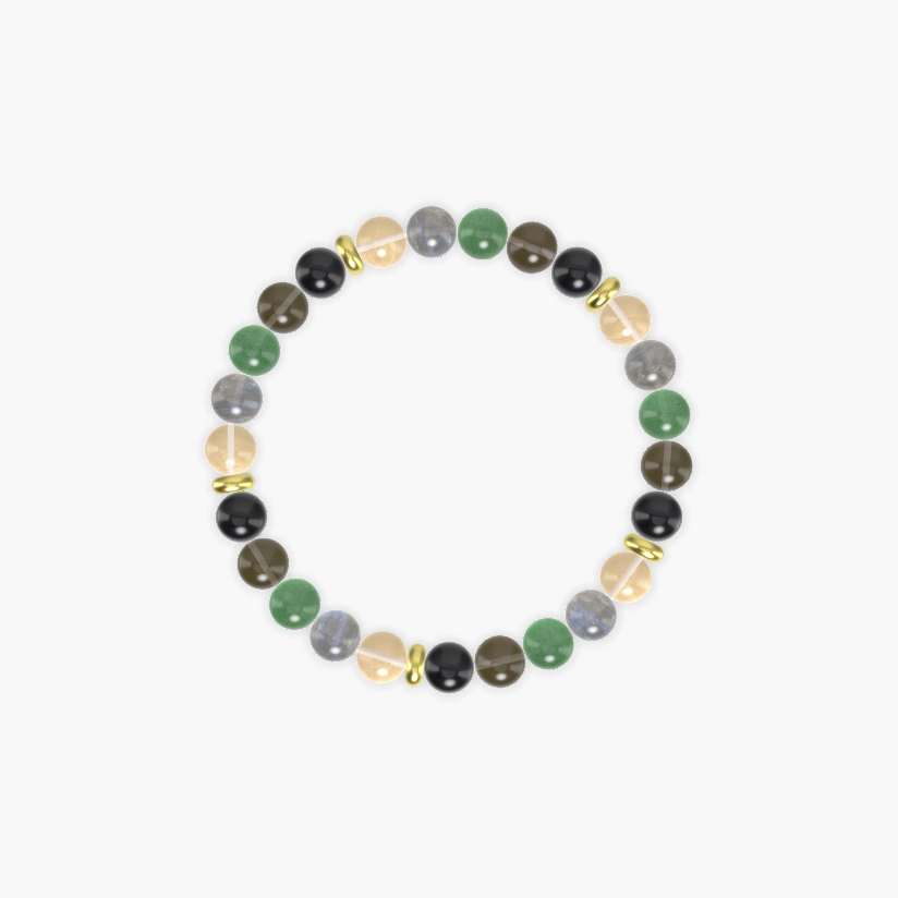 Black Obsidian, Smoky Quartz, Aventurine and more Gemstone Bracelet