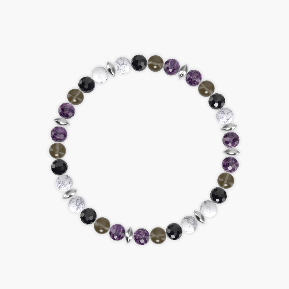 Amethyst, Smoky Quartz, Black Tourmaline and more Gemstone Bracelet