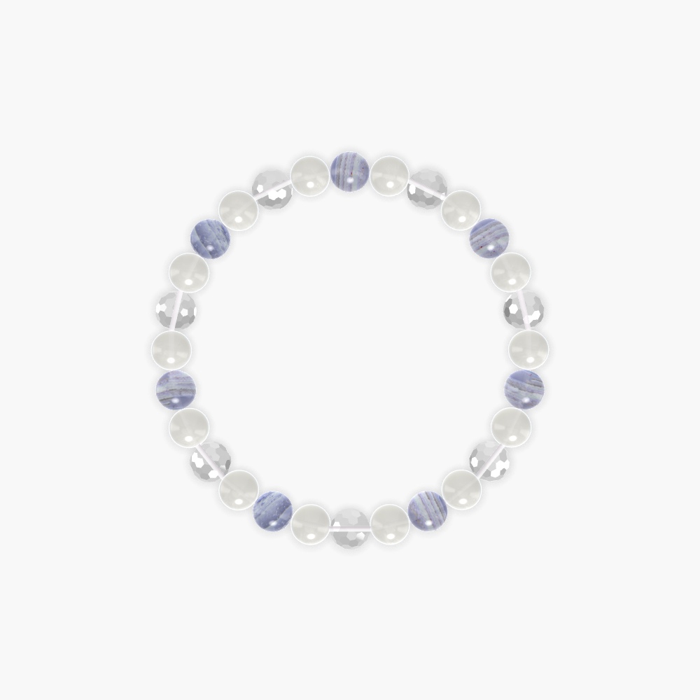 Moonstone, Clear Quartz and Blue Lace Agate Bracelet