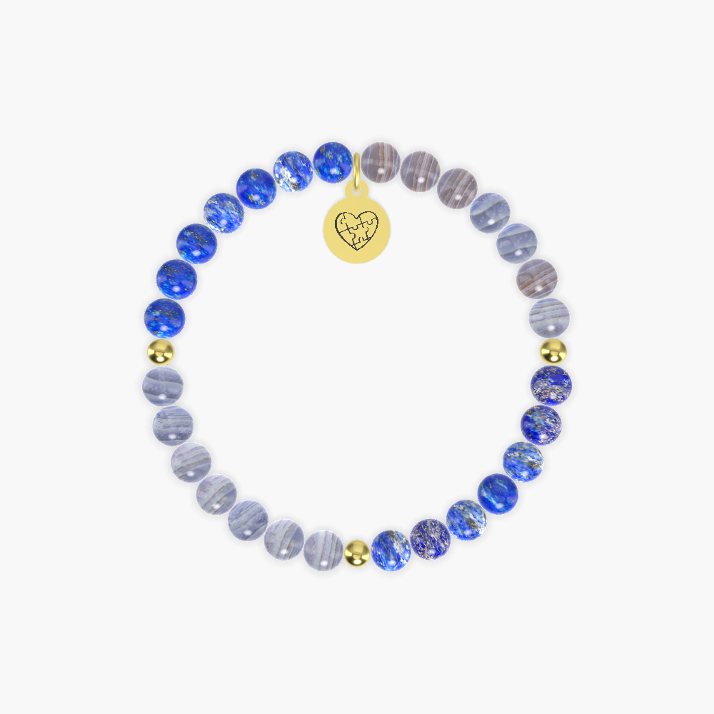 World Autism Awareness Day - Lapis Lazuli and Blue Lace Agate Bracelet