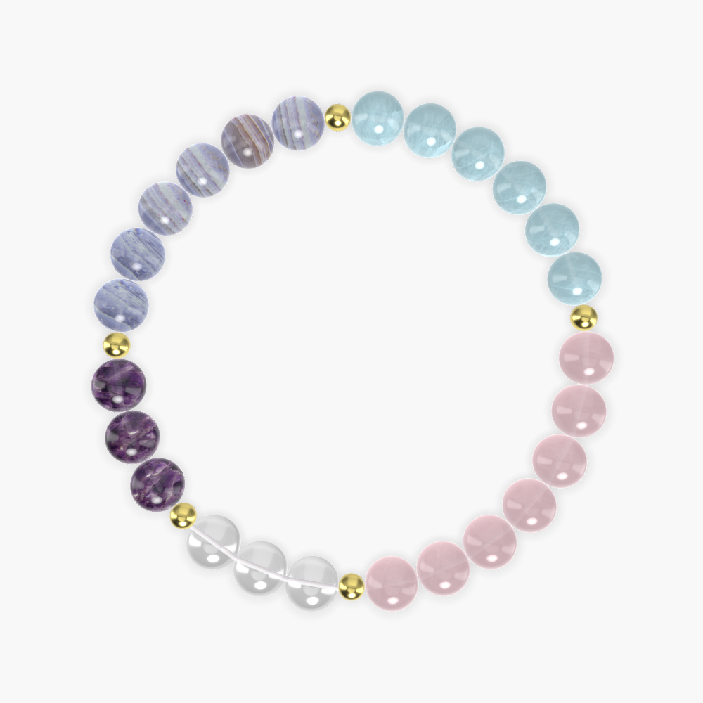 Rose Quartz, Aquamarine, Blue Lace Agate and more Gemstone Bracelet