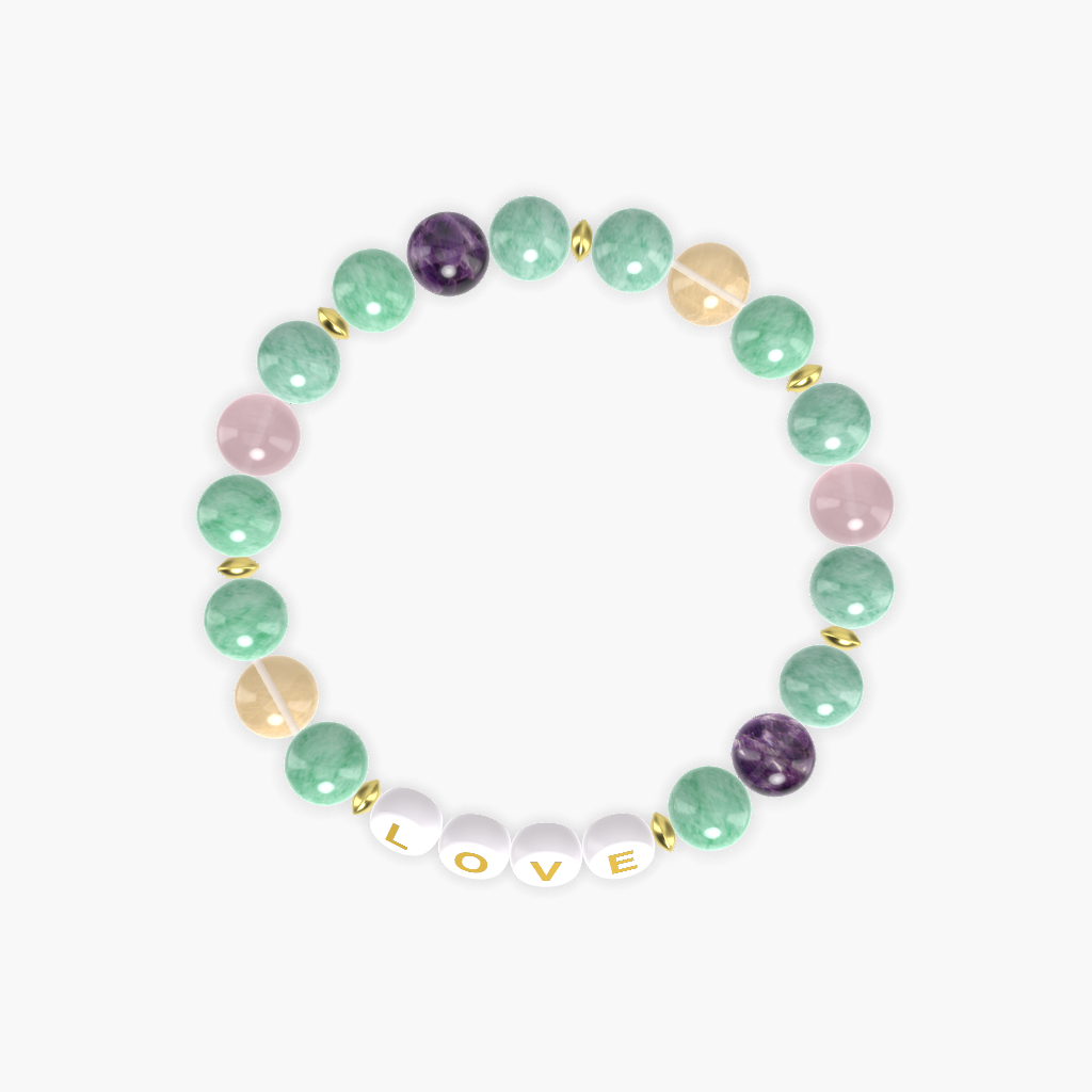 Green Jade, Amethyst, Rose Quartz and More Gemstone Bracelet
