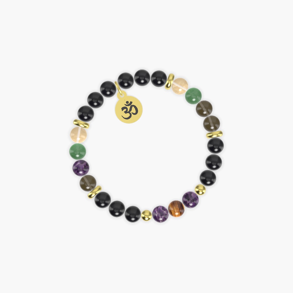 Black Obsidian, Amethyst, Smoky Quartz and more Gemstone Bracelet