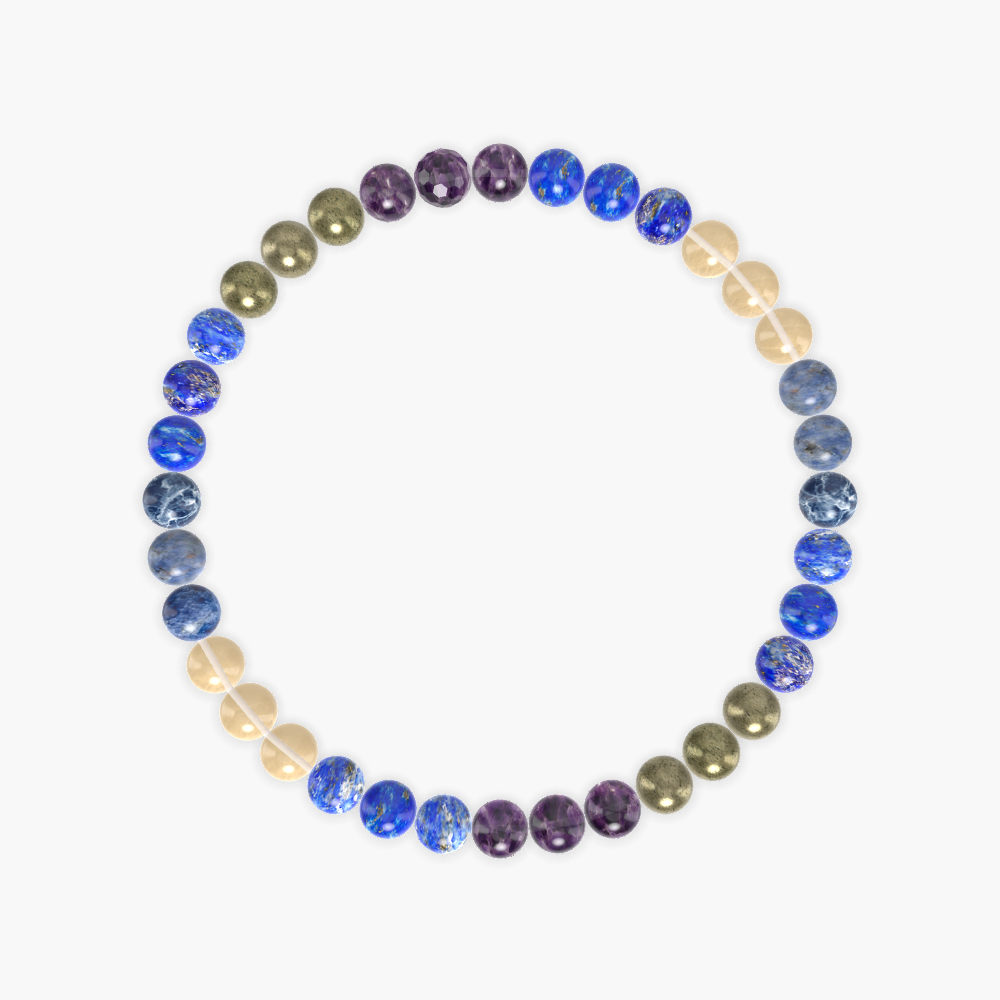 Lapis Lazuli, Amethyst, Pyrite and more Gemstone Bracelet