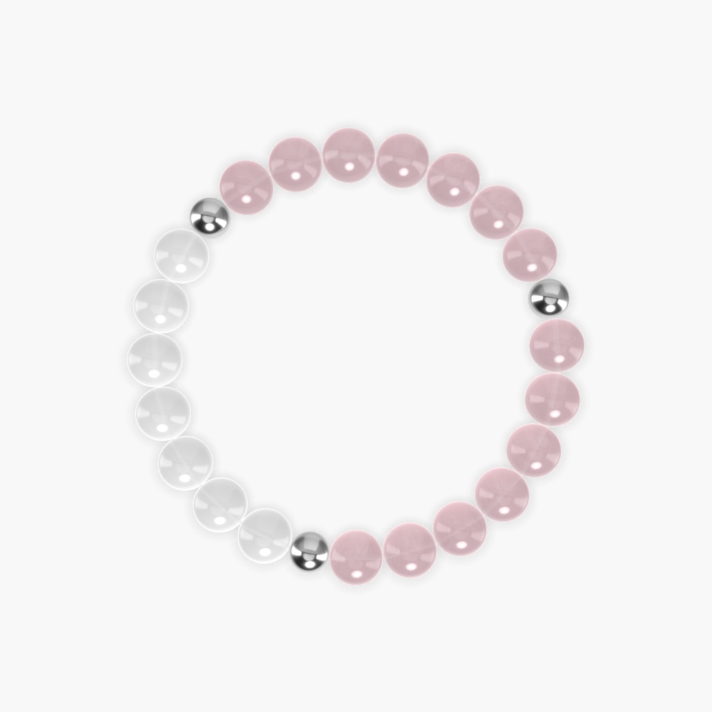 Rose Quartz and White Jade Bracelet