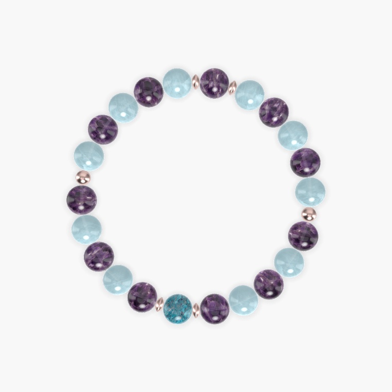 Amethyst, Aquamarine and Apatite Bracelet