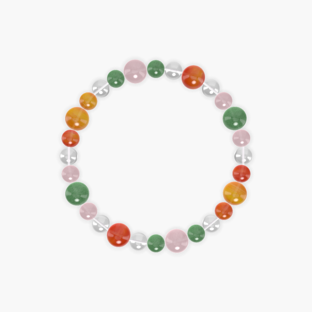 Clear Quartz, Carnelian, Aventurine and more Gemstone Bracelet