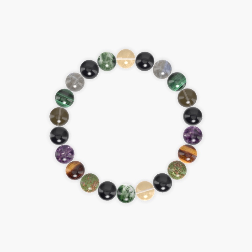 Black Tourmaline, Moss Agate, Citrine and more Gemstone Bracelet