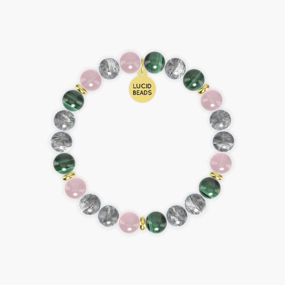Labradorite, Malachite and Rose Quartz Bracelet