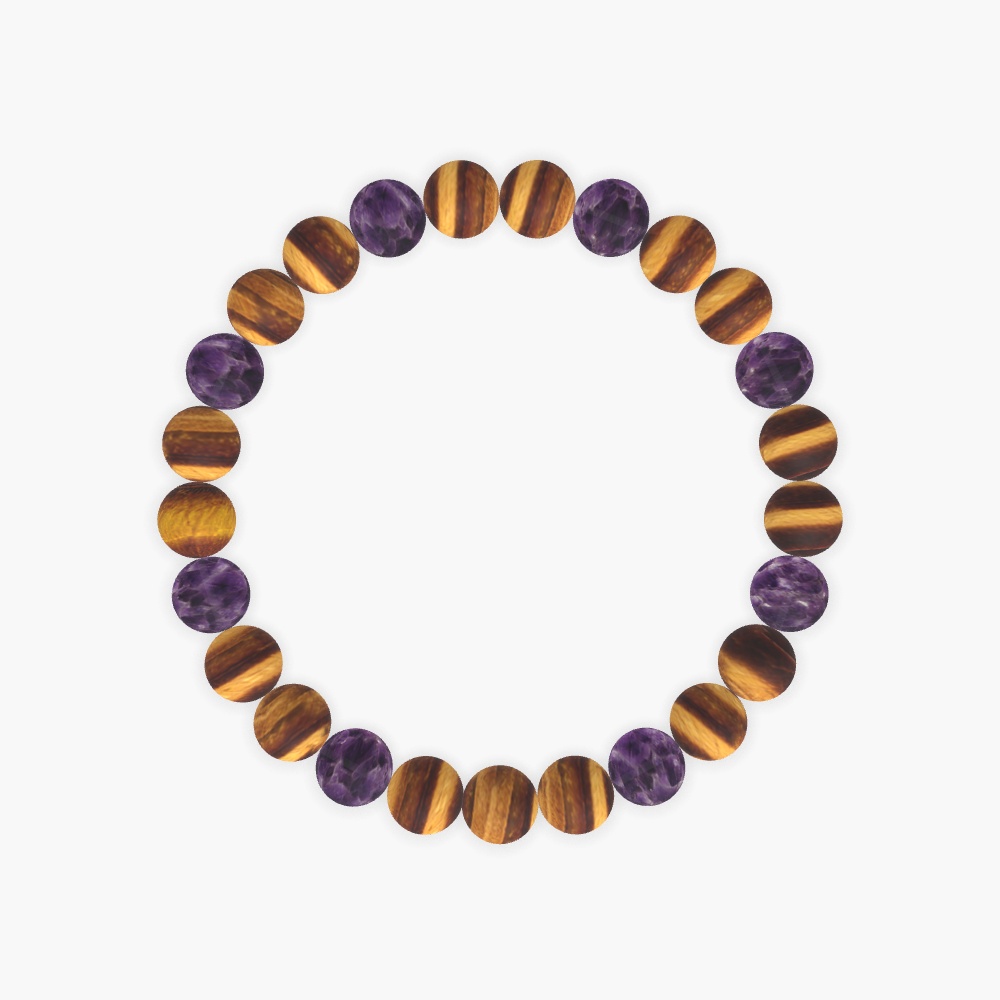 Tiger Eye and Amethyst Bracelet
