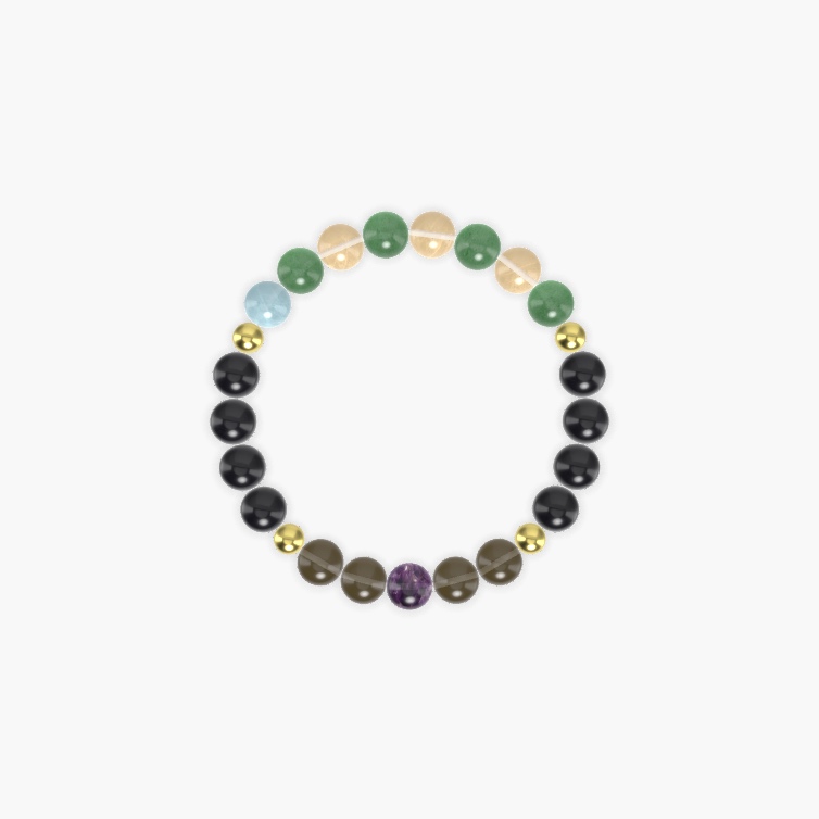 Black Obsidian, Smoky Quartz, Aventurine and more Gemstone Bracelet