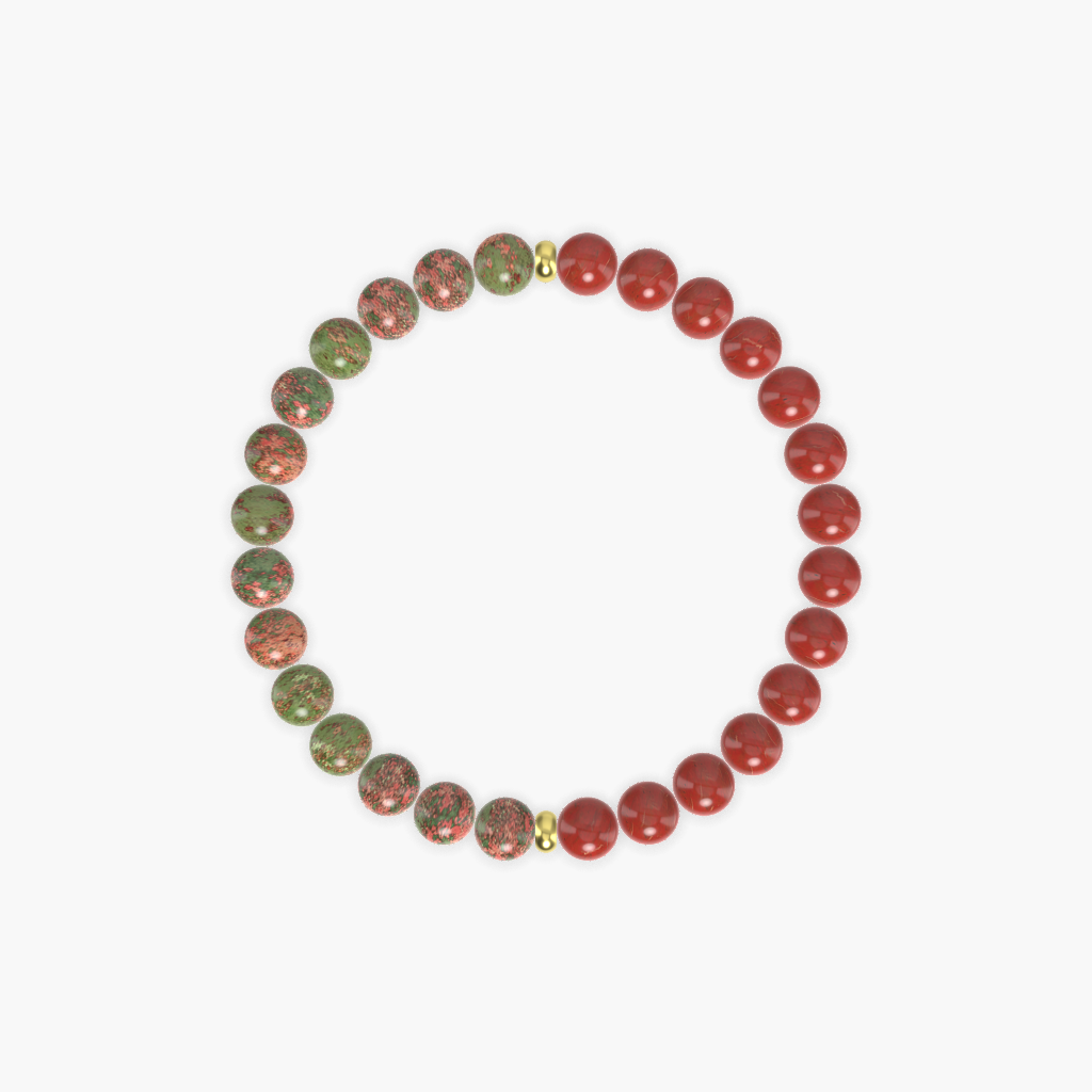 Red Jasper and Unakite Bracelet