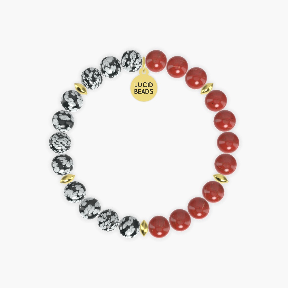 Red Jasper and Snowflake Obsidian Bracelet