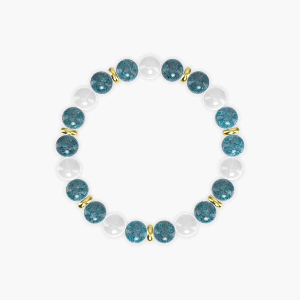 Apatite and White Jade Gemstone Bead Bracelet