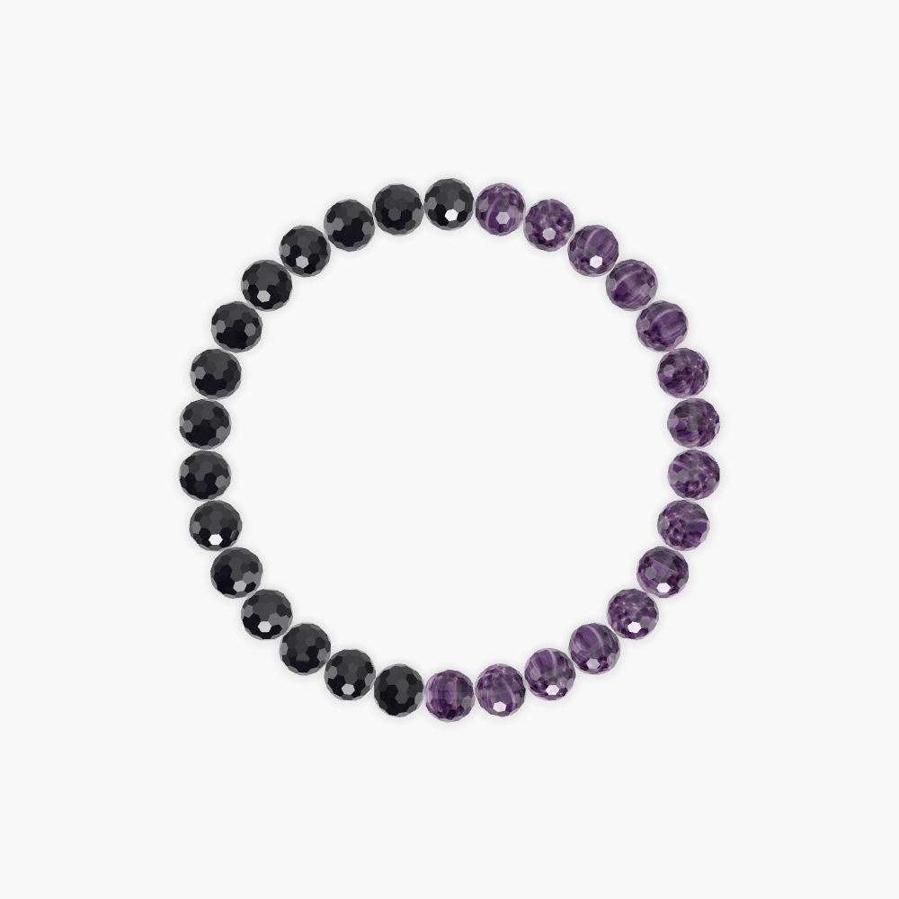 Amethyst and Black Tourmaline Bracelet