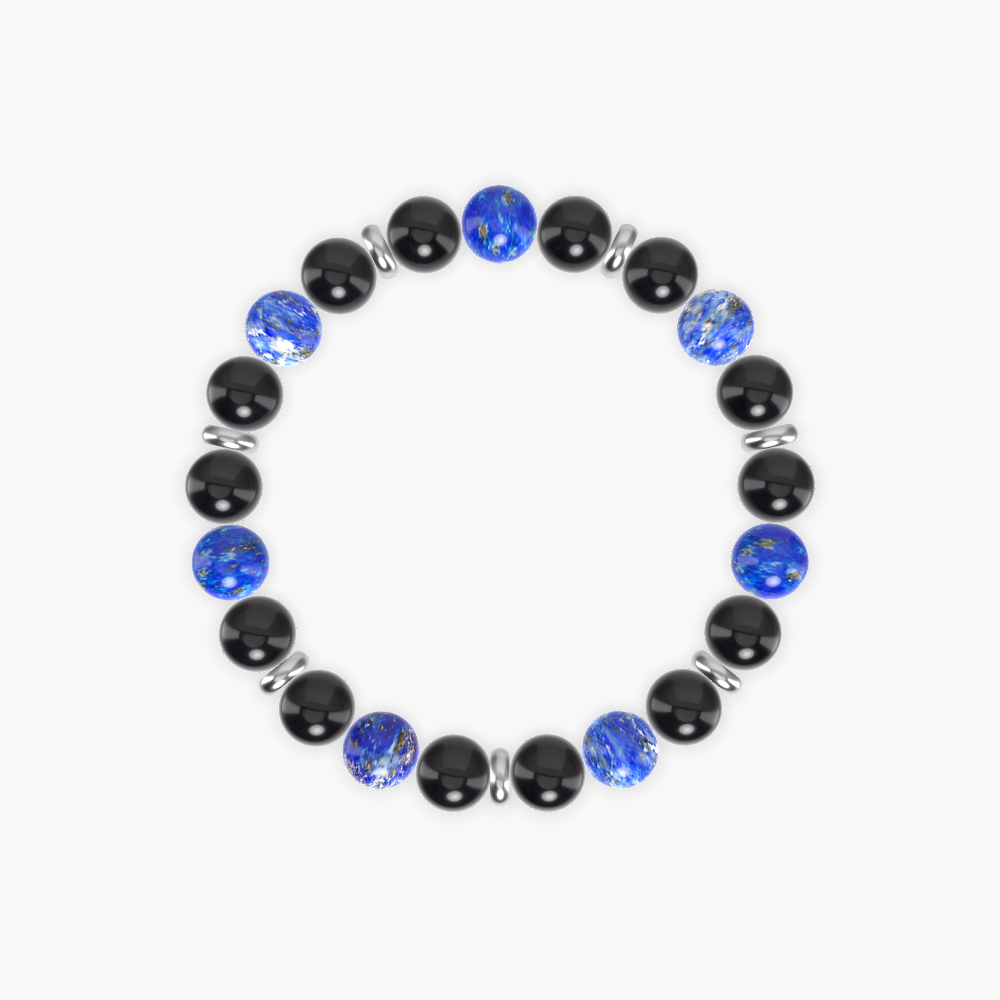 Black Obsidian and Lapis Lazuli Bracelet