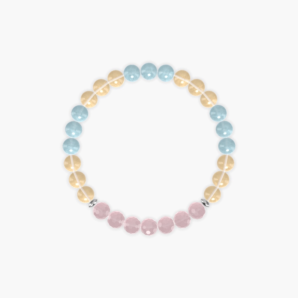 Citrine, Aquamarine and Rose Quartz Bracelet