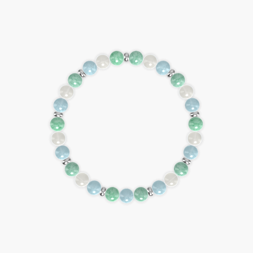 Green Jade, Aquamarine and Moonstone Bracelet