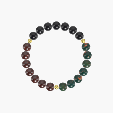 Bloodstone, Black Obsidian and Garnet Bracelet