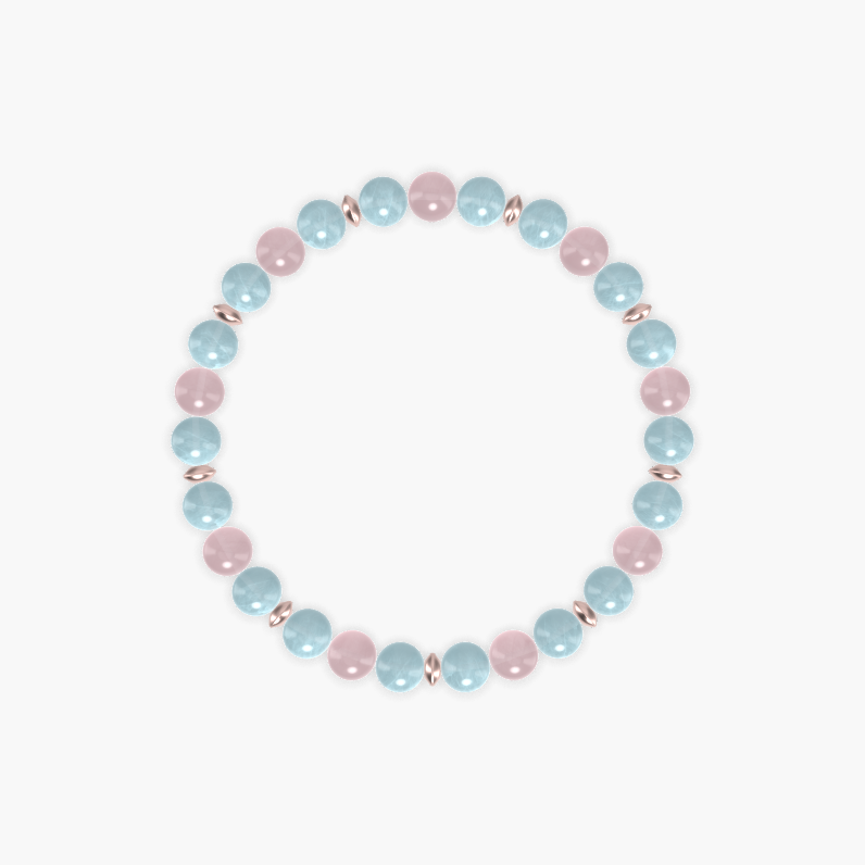 Aquamarine and Rose Quartz Bracelet