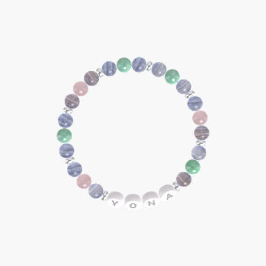 Blue Lace Agate, Green Jade and Rose Quartz Bracelet