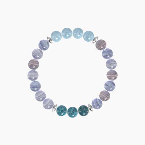 Blue Lace Agate, Aquamarine and Apatite Bracelet