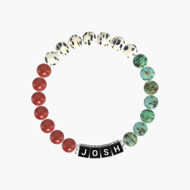 African Turquoise, Dalmatian Jasper and Red Jasper Bracelet