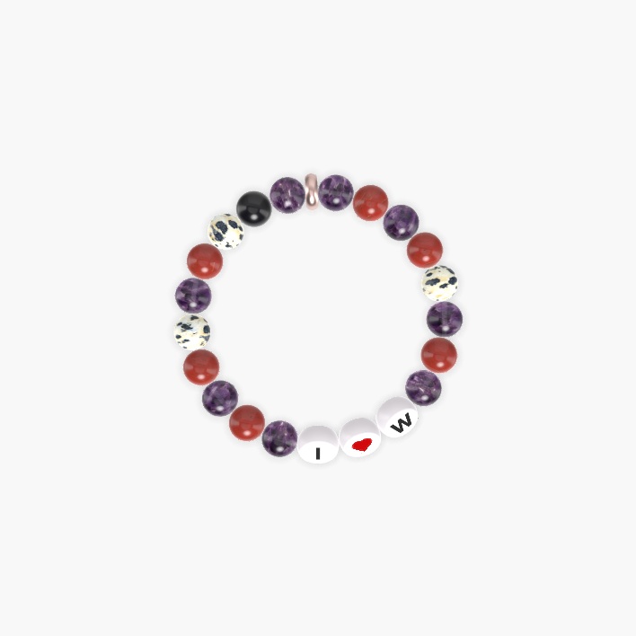 Amethyst, Red Jasper, Dalmatian Jasper and more Gemstone Bracelet