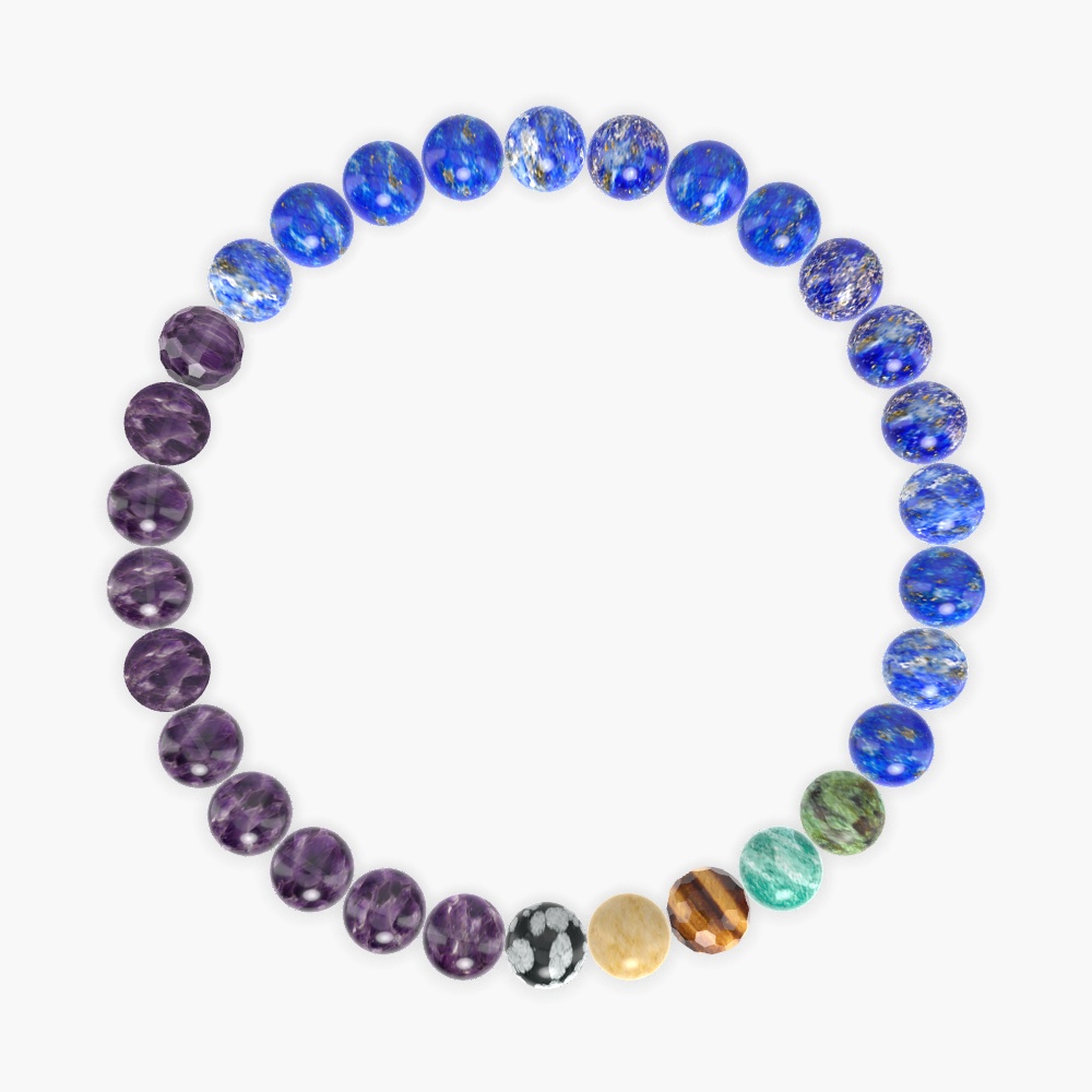 Lapis Lazuli, Amethyst, Snowflake Obsidian and more Gemstone Bracelet
