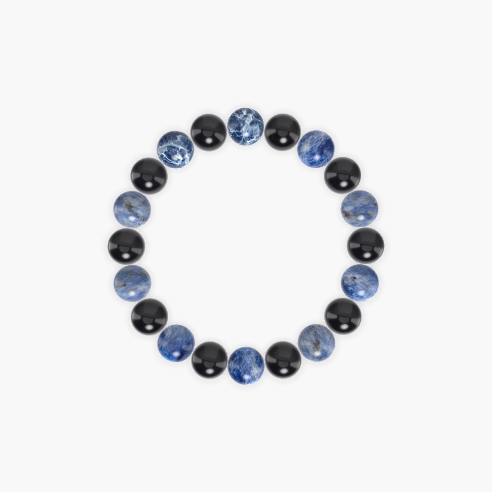 Sodalite and Black Obsidian Bracelet