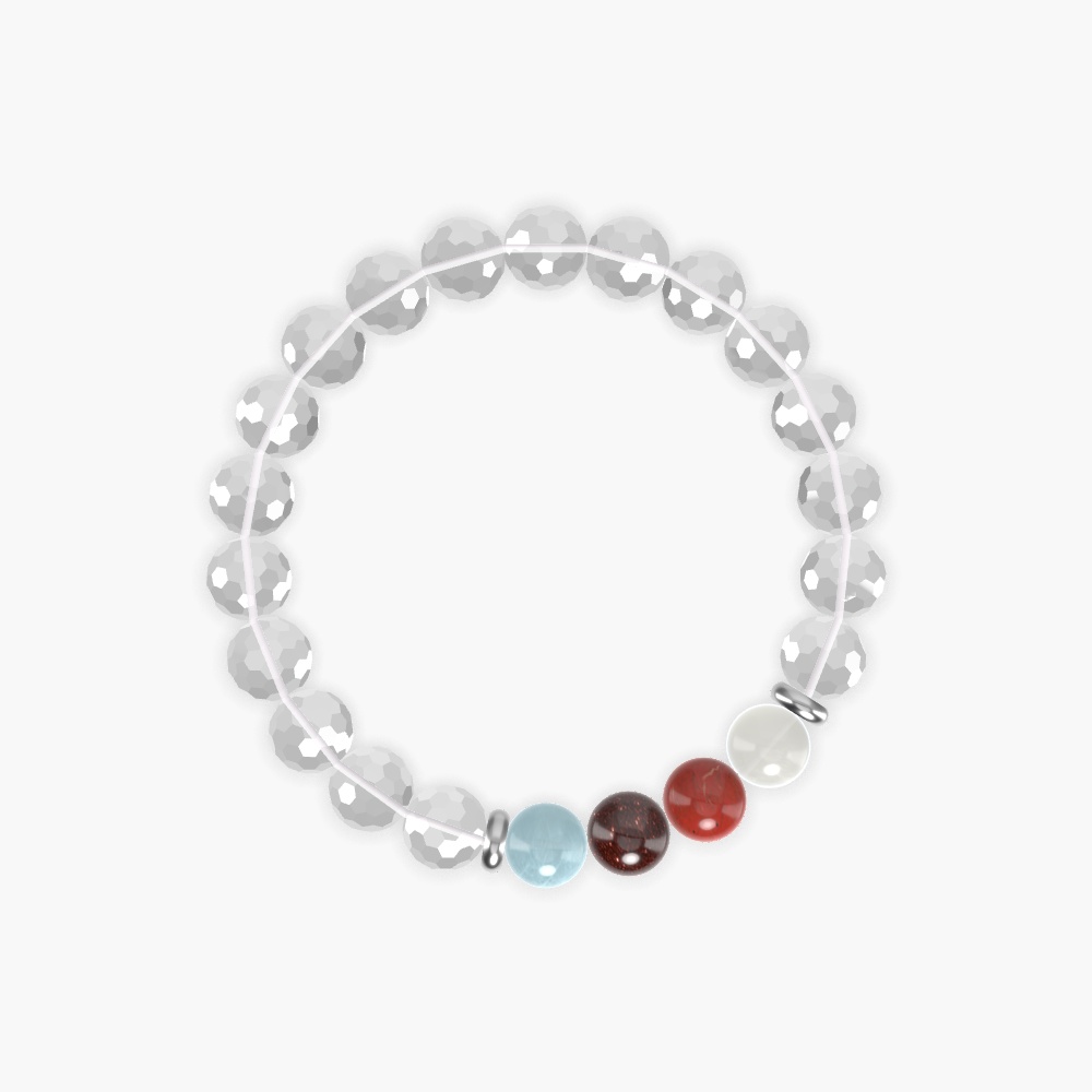Clear Quartz, Aquamarine, Garnet and more Gemstone Bracelet