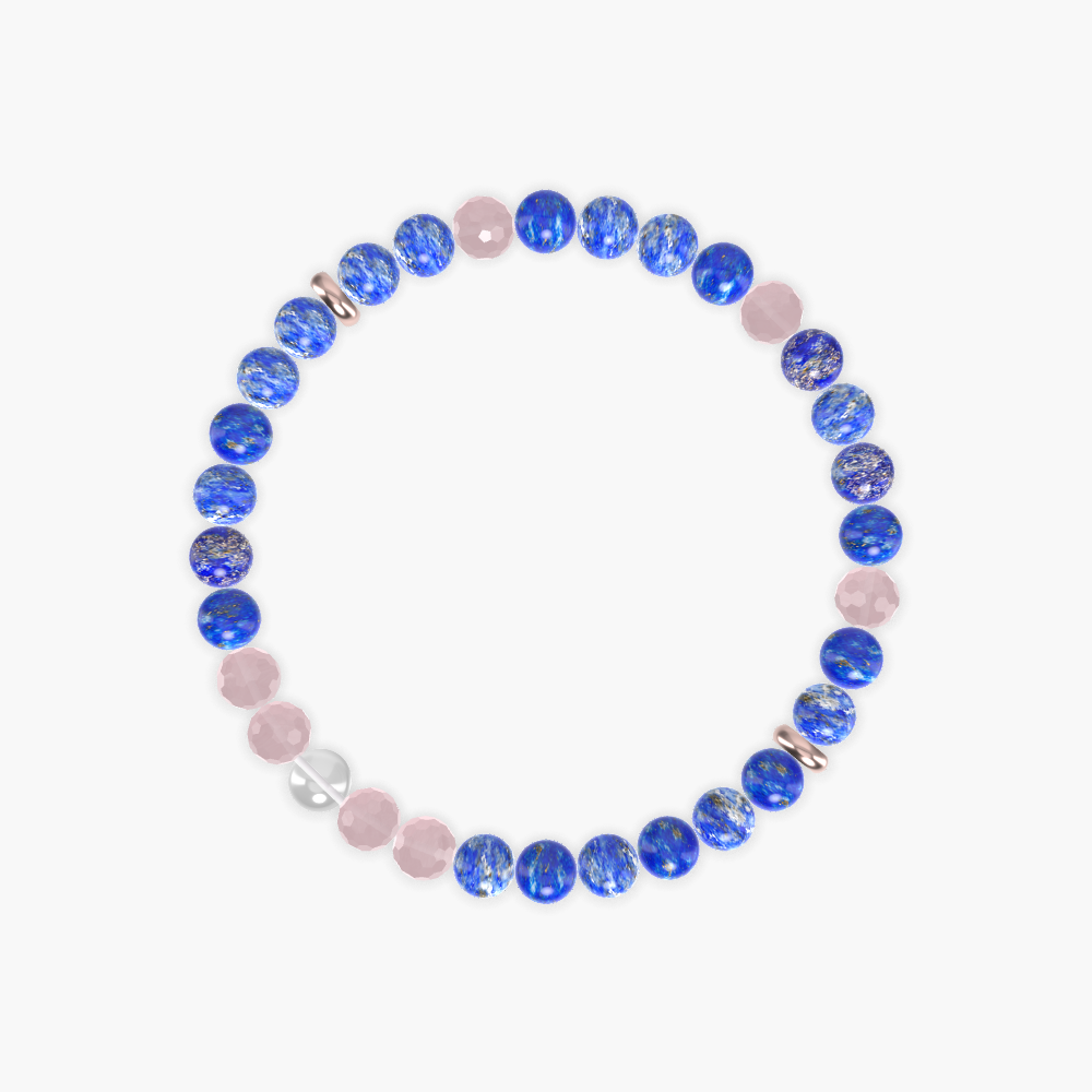 Lapis Lazuli, Rose Quartz and Clear Quartz Bracelet