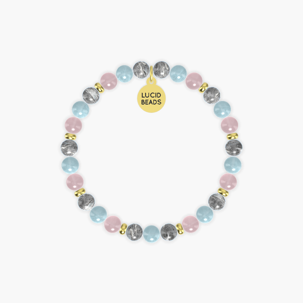Labradorite, Aquamarine and Rose Quartz Bracelet