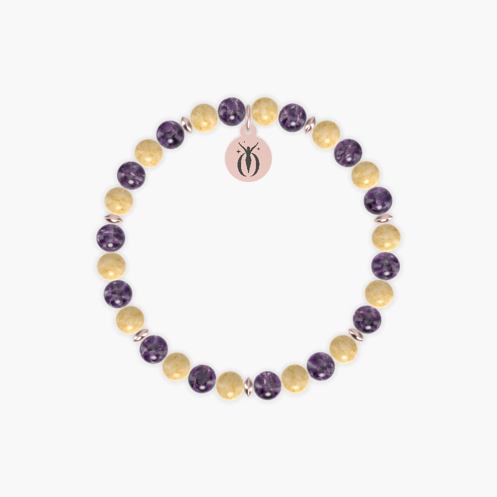 Amethyst and Yellow Jade Bracelet