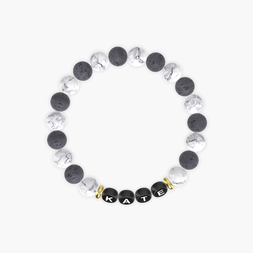 Howlite and Lava Rock Bracelet