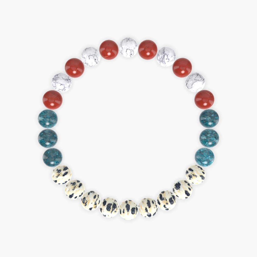 Dalmatian Jasper, Apatite, Red Jasper and more Gemstone Bracelet