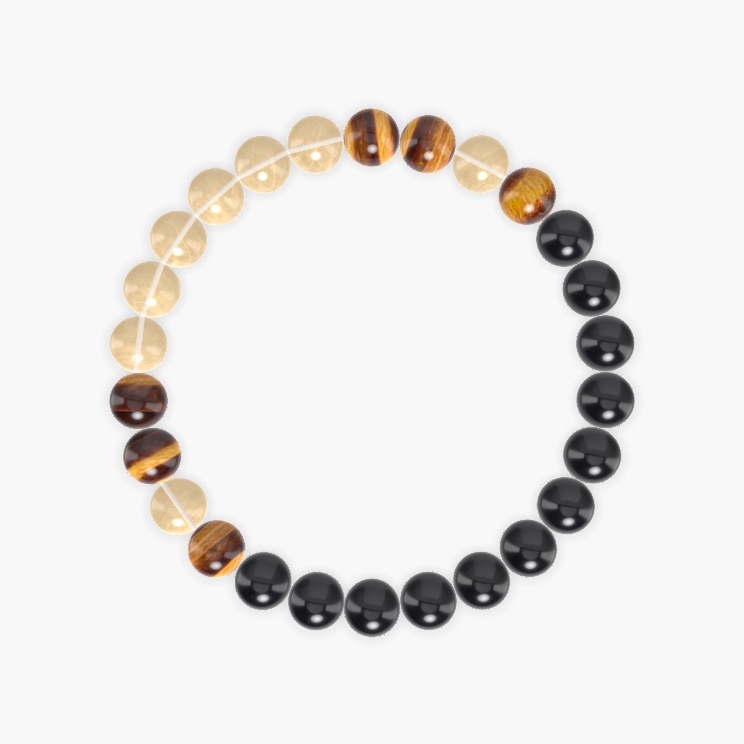 Black Tourmaline, Citrine and Tiger Eye Bracelet