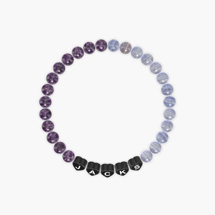 Blue Lace Agate and Amethyst Bracelet